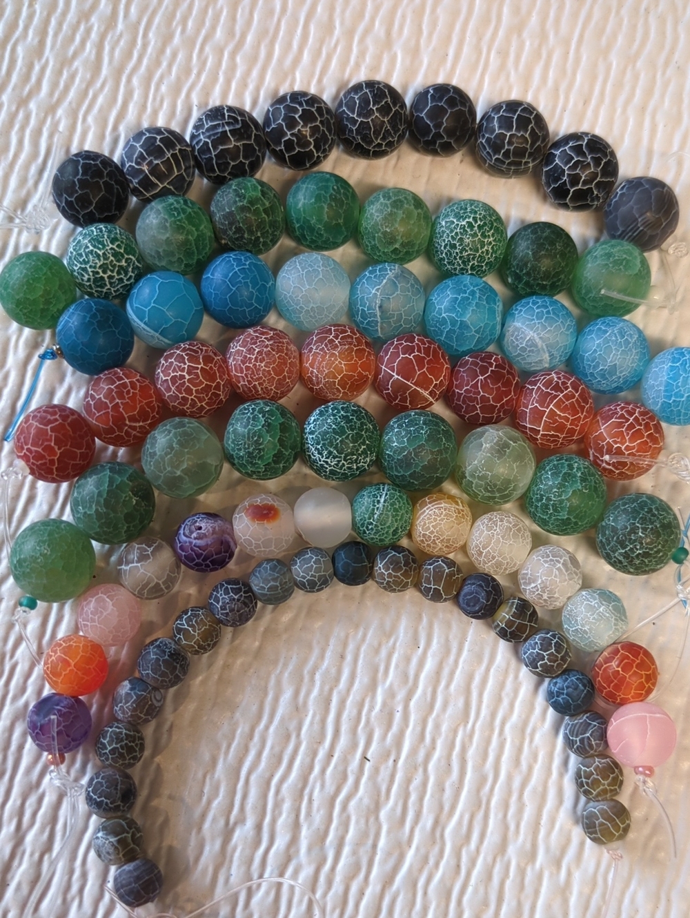 ☀️A20 Multicolor Crackle Agate Bead Strands 10, 6 and 4mm